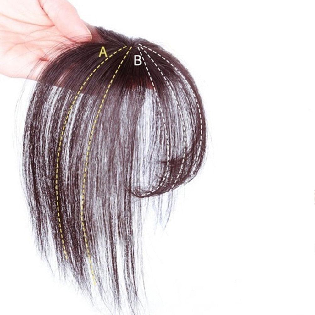 Frange 3D, frange de cheveux résistante à la chaleur, postiches, cheveux, femmes, courte, fausse frange, pinces à cheveux, fine, naturelle, plate, soignée, frange aérienne avec tempes pour femmes, postiche d'une seule pièce