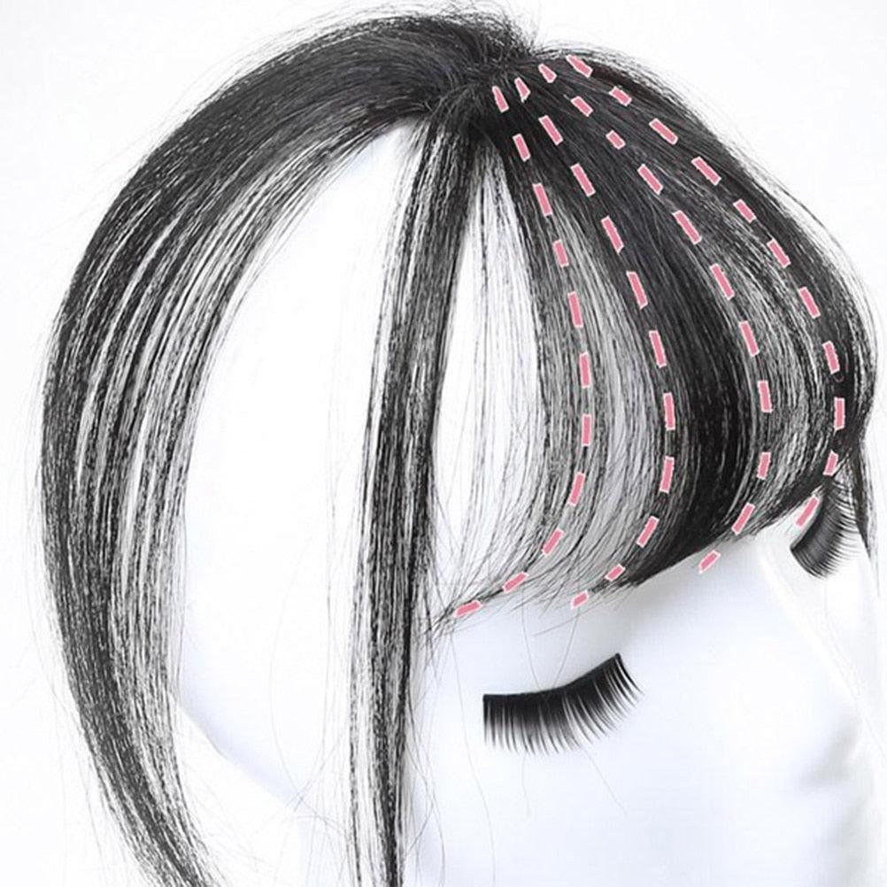 Frange 3D, frange de cheveux résistante à la chaleur, postiches, cheveux, femmes, courte, fausse frange, pinces à cheveux, fine, naturelle, plate, soignée, frange aérienne avec tempes pour femmes, postiche d'une seule pièce