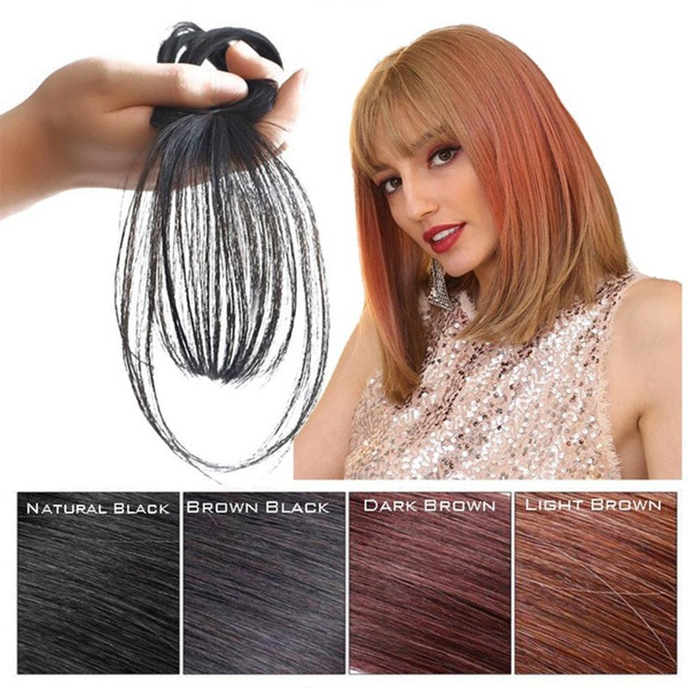 Frange 3D, frange de cheveux résistante à la chaleur, postiches, cheveux, femmes, courte, fausse frange, pinces à cheveux, fine, naturelle, plate, soignée, frange aérienne avec tempes pour femmes, postiche d'une seule pièce