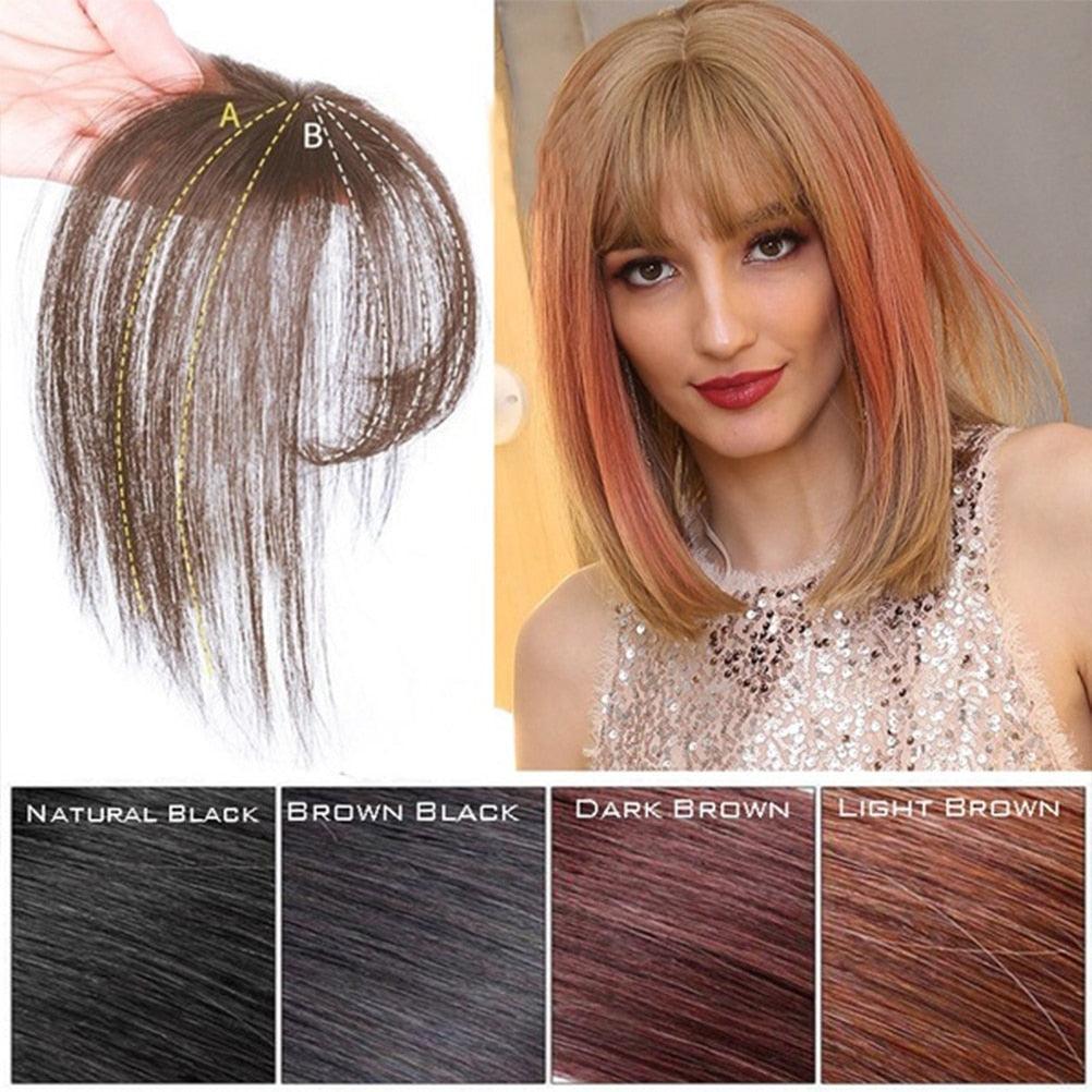 Frange 3D, frange de cheveux résistante à la chaleur, postiches, cheveux, femmes, courte, fausse frange, pinces à cheveux, fine, naturelle, plate, soignée, frange aérienne avec tempes pour femmes, postiche d'une seule pièce