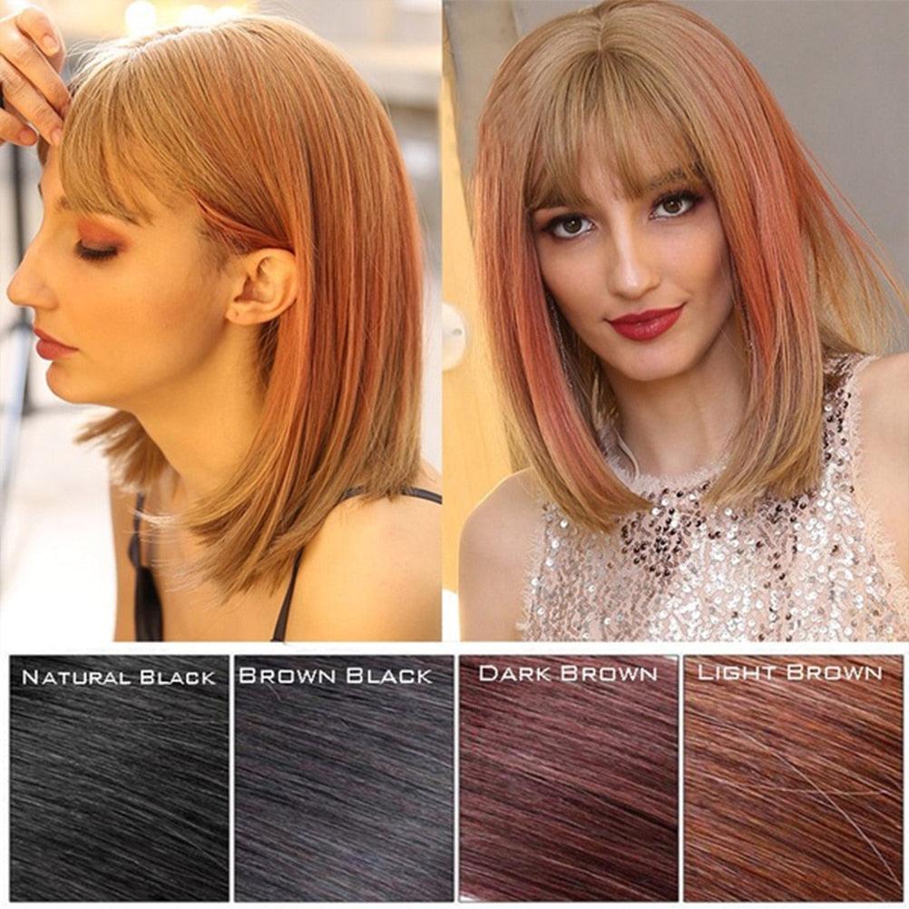 Frange 3D, frange de cheveux résistante à la chaleur, postiches, cheveux, femmes, courte, fausse frange, pinces à cheveux, fine, naturelle, plate, soignée, frange aérienne avec tempes pour femmes, postiche d'une seule pièce