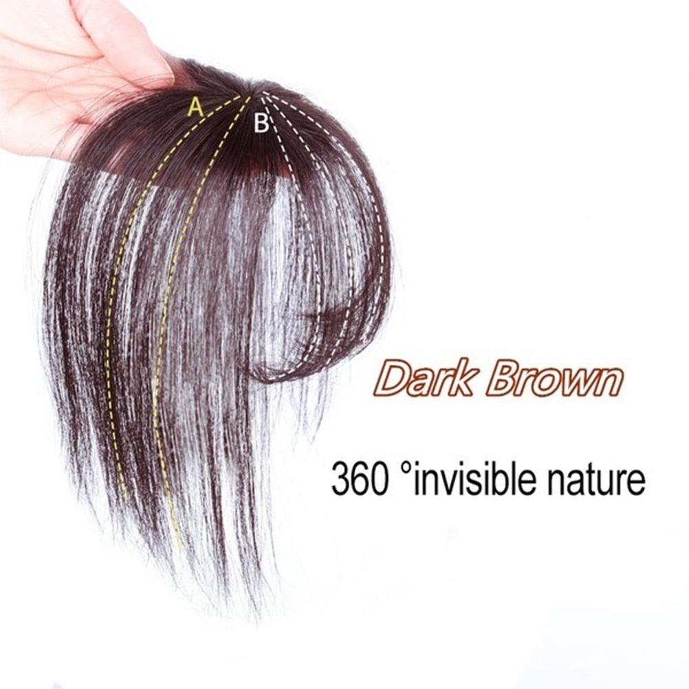 Frange 3D, frange de cheveux résistante à la chaleur, postiches, cheveux, femmes, courte, fausse frange, pinces à cheveux, fine, naturelle, plate, soignée, frange aérienne avec tempes pour femmes, postiche d'une seule pièce