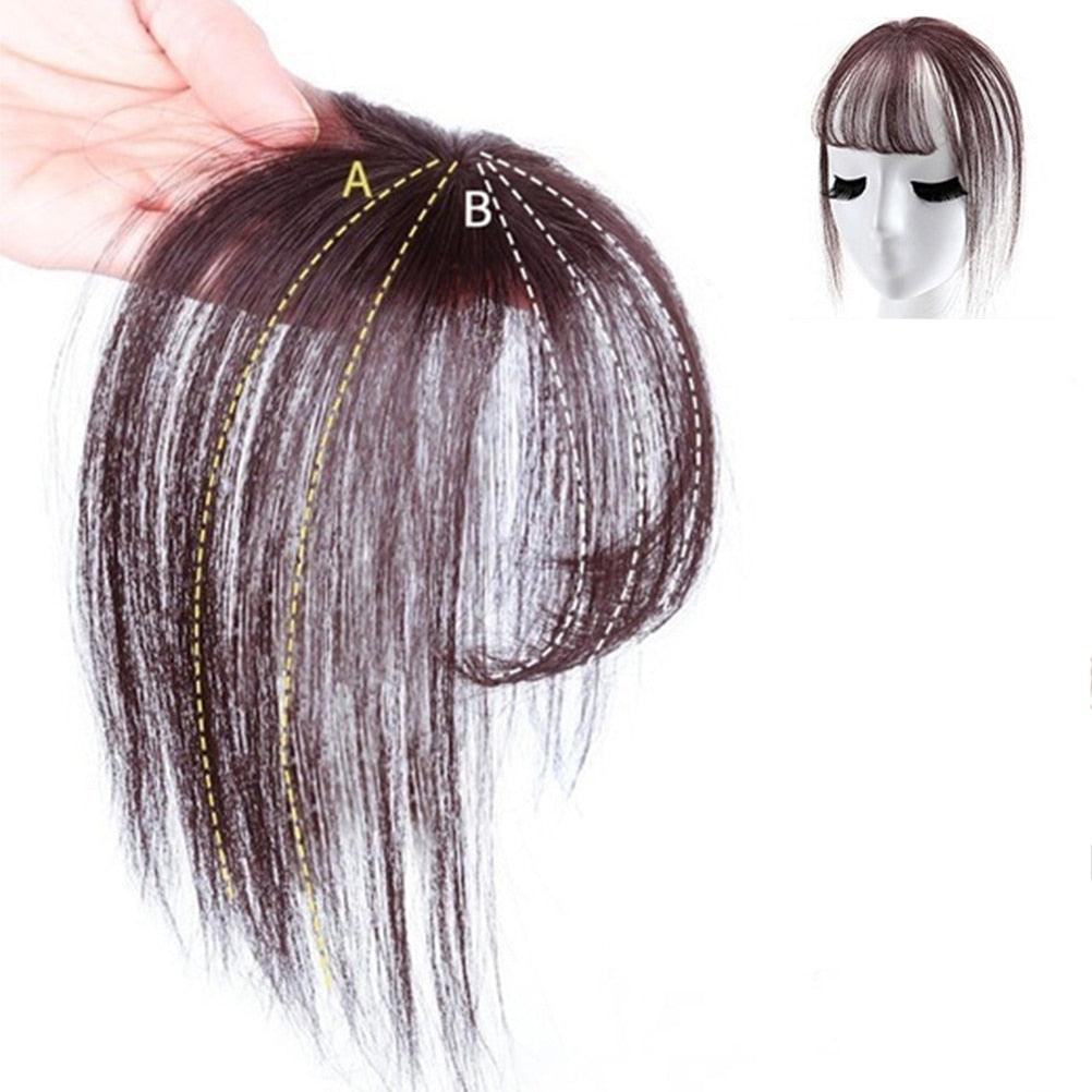 Frange 3D, frange de cheveux résistante à la chaleur, postiches, cheveux, femmes, courte, fausse frange, pinces à cheveux, fine, naturelle, plate, soignée, frange aérienne avec tempes pour femmes, postiche d'une seule pièce