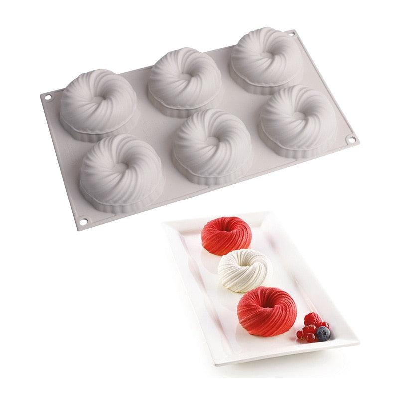 Moule à gâteau en silicone 3D en forme de gros tourbillon, outils de cuisson pour cuisine, plat de cuisson, moule de cuisson, moule à gâteau rond en spirale pour desserts incroyables, moule 3D en silicone