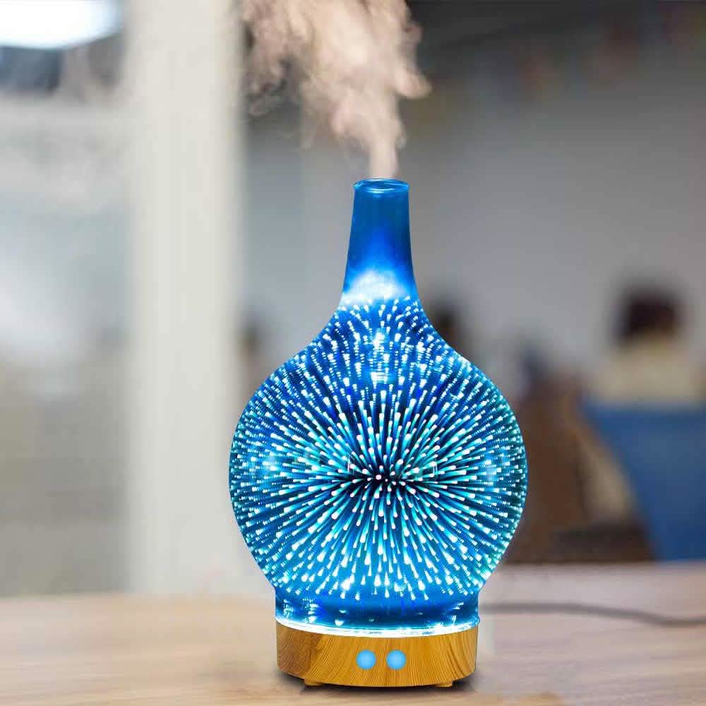 Diffuseur d'Huiles Essentielles d'Aromathérapie avec Lumières LED 3D Changeantes