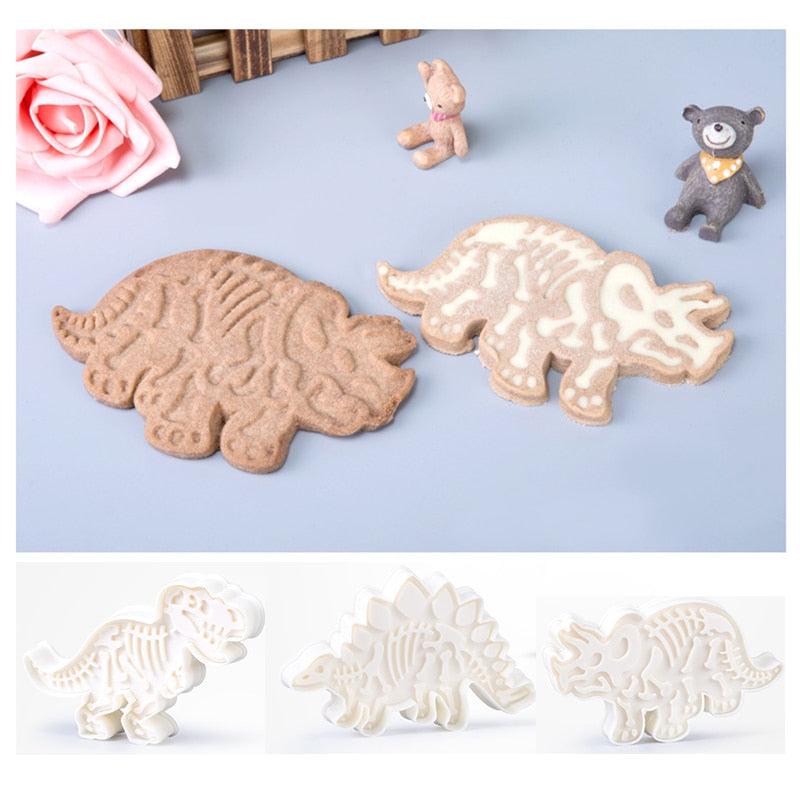 Moule à biscuits dinosaures 3D, emporte-pièces dinosaures, moule à dessin animé, outils de décoration de gâteaux, moules en silicone pour la cuisson de desserts, moules à biscuits fossiles dinosaures pour la cuisine