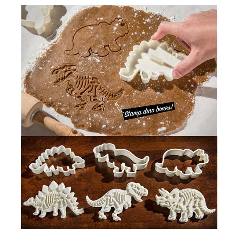 Moule à biscuits dinosaures 3D, emporte-pièces dinosaures, moule à dessin animé, outils de décoration de gâteaux, moules en silicone pour la cuisson de desserts, moules à biscuits fossiles dinosaures pour la cuisine