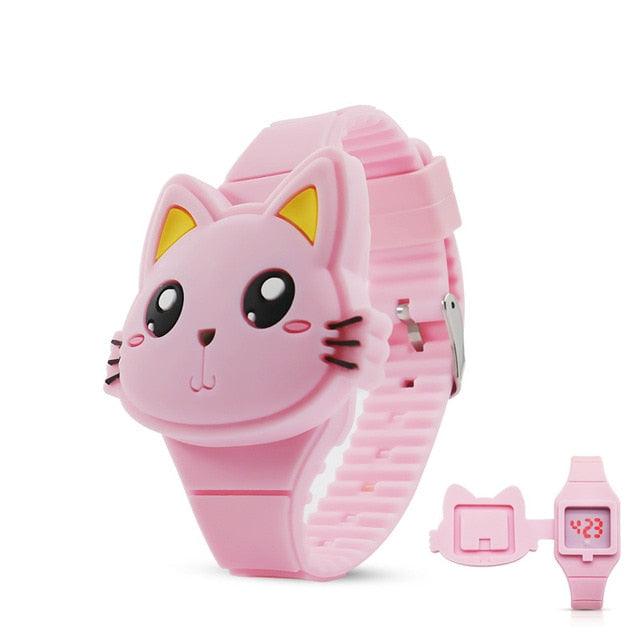 Montres 3D pour Enfants Montre Électronique LED Lapin Chat Mignonne Garçons et Filles Montres Bracelets Jouets en Silicone Montre Filles Forme Mignonne LED Mode Bracelet Silicone Design Coque Montre Bracelet