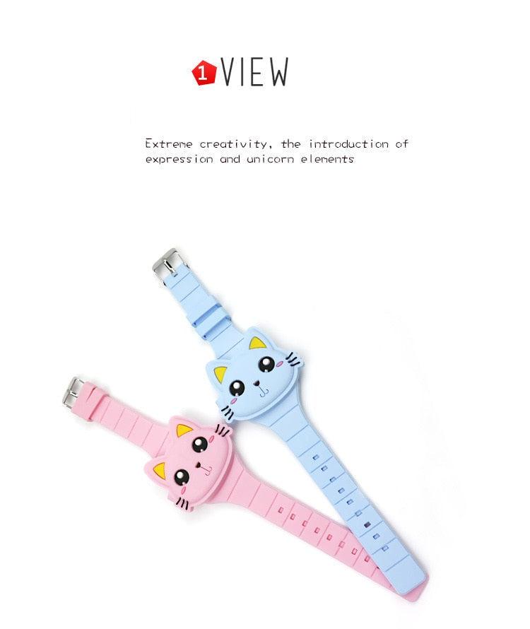 Montres 3D pour Enfants Montre Électronique LED Lapin Chat Mignonne Garçons et Filles Montres Bracelets Jouets en Silicone Montre Filles Forme Mignonne LED Mode Bracelet Silicone Design Coque Montre Bracelet