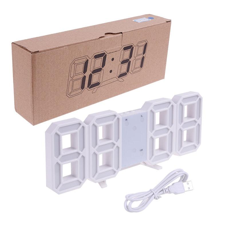 Grande Horloge Murale Numérique 3D LED, Horloge Murale LED 3D avec Télécommande, Affichage Heure/Date 12/24H, Veilleuse, Réveil, Luminosité Réglable, Affichage Température Date Heure Celsius, Veilleuse, Horloges de Table/Bureau, Réveil pour Salon