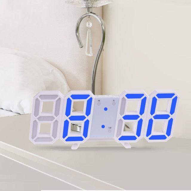 Grande Horloge Murale Numérique 3D LED, Horloge Murale LED 3D avec Télécommande, Affichage Heure/Date 12/24H, Veilleuse, Réveil, Luminosité Réglable, Affichage Température Date Heure Celsius, Veilleuse, Horloges de Table/Bureau, Réveil pour Salon