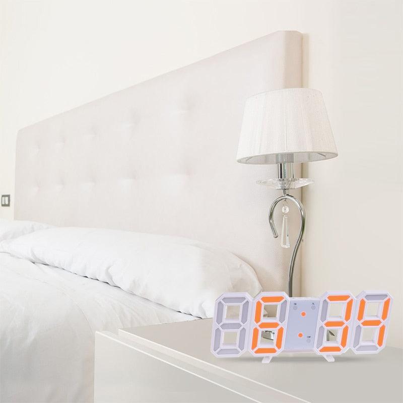 Grande Horloge Murale Numérique 3D LED, Horloge Murale LED 3D avec Télécommande, Affichage Heure/Date 12/24H, Veilleuse, Réveil, Luminosité Réglable, Affichage Température Date Heure Celsius, Veilleuse, Horloges de Table/Bureau, Réveil pour Salon