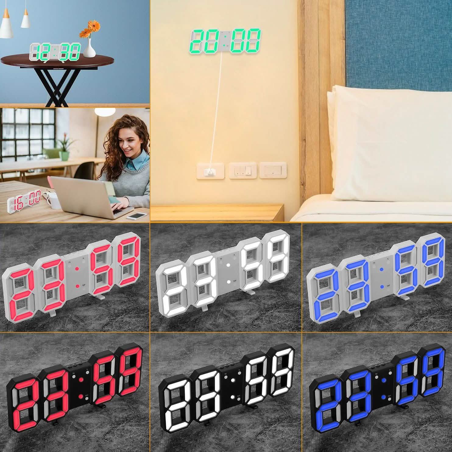 Horloge Murale Numérique LED 3D