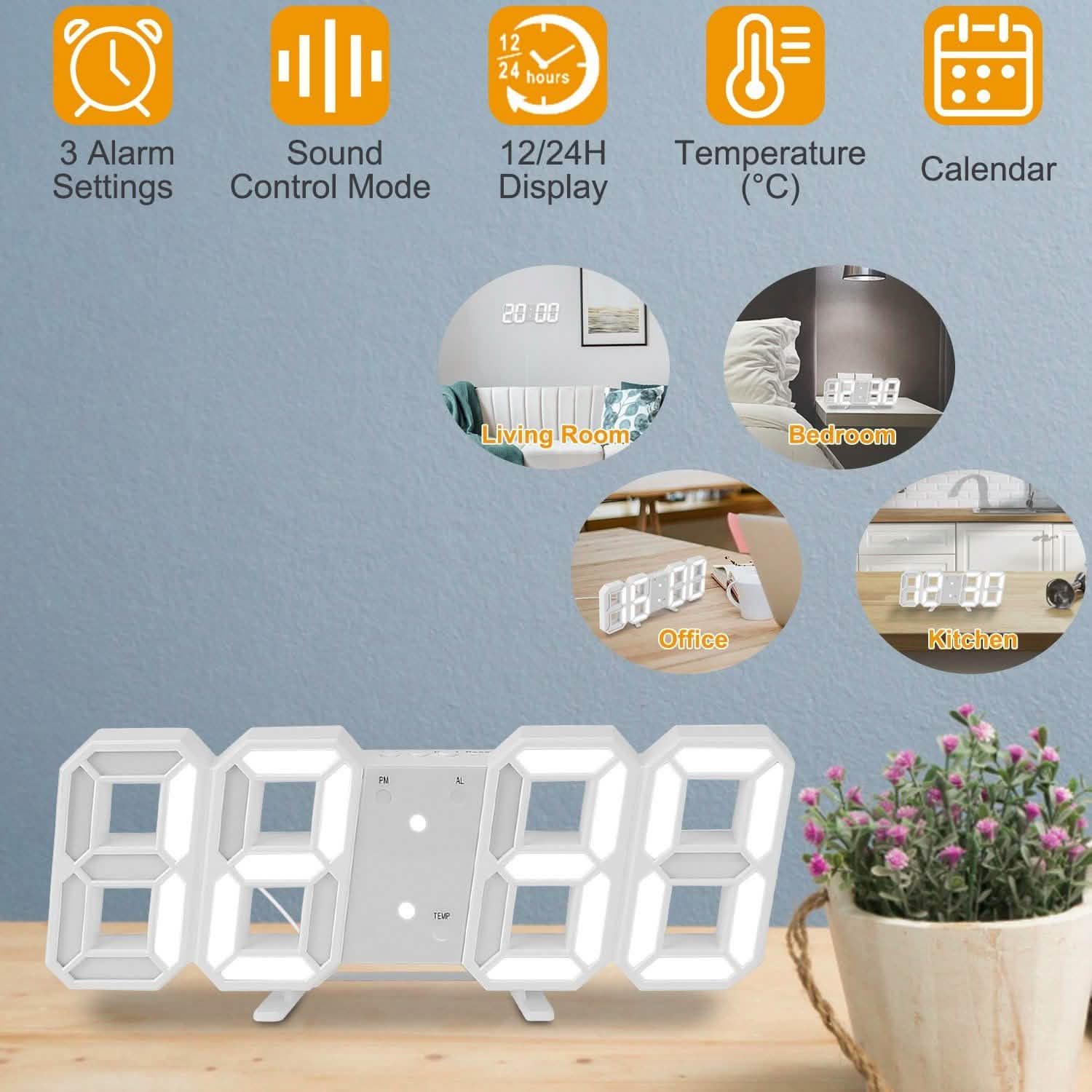 Horloge Murale Numérique LED 3D