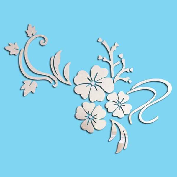 Autocollant Mural Amovible Fleur Miroir 3D