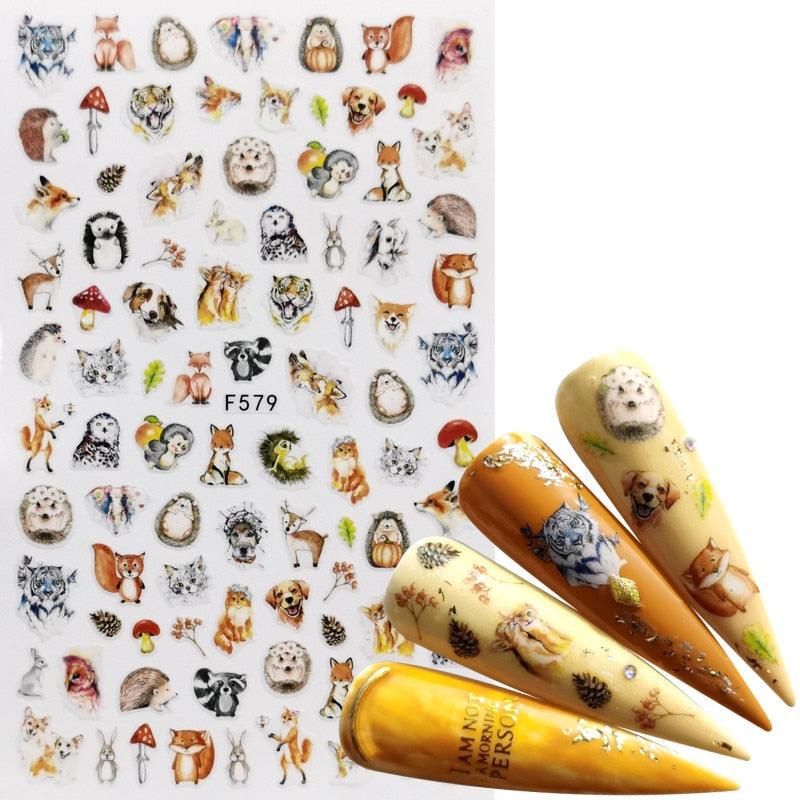 Décorations d'ongles 3D autocollantes avec motif flamant rose, lettre russe noire, décalcomanies, accessoires de manucure, décalcomanies holographiques, autocollants adhésifs pour ongles, fournitures d'ongles 3D, transfert, autocollants pour manucure
