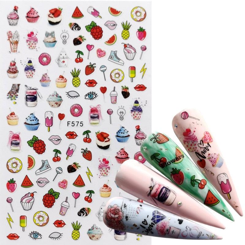 Décorations d'ongles 3D autocollantes avec motif flamant rose, lettre russe noire, décalcomanies, accessoires de manucure, décalcomanies holographiques, autocollants adhésifs pour ongles, fournitures d'ongles 3D, transfert, autocollants pour manucure