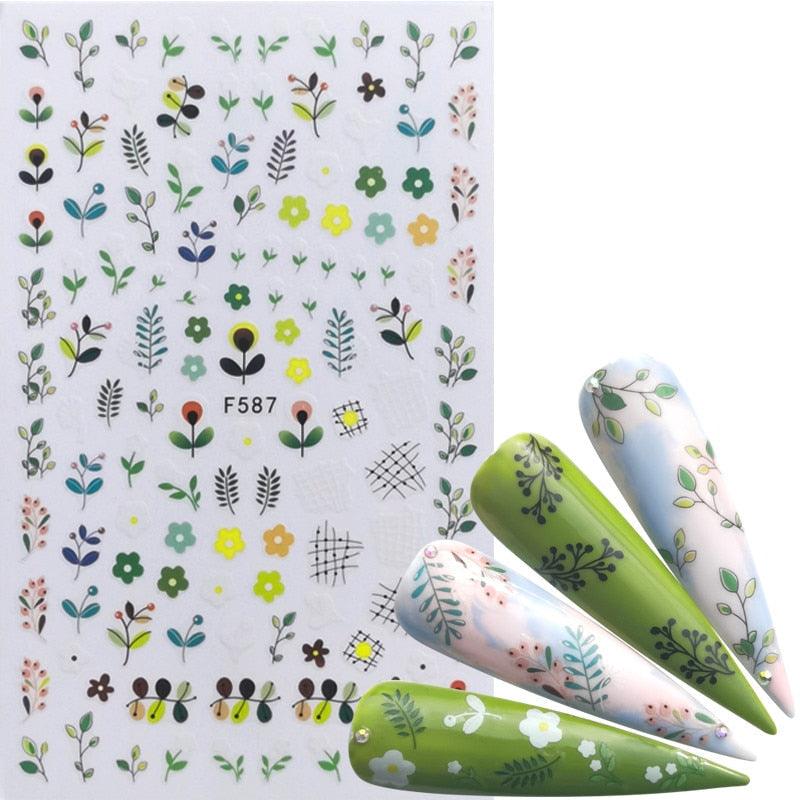 Décorations d'ongles 3D autocollantes avec motif flamant rose, lettre russe noire, décalcomanies, accessoires de manucure, décalcomanies holographiques, autocollants adhésifs pour ongles, fournitures d'ongles 3D, transfert, autocollants pour manucure