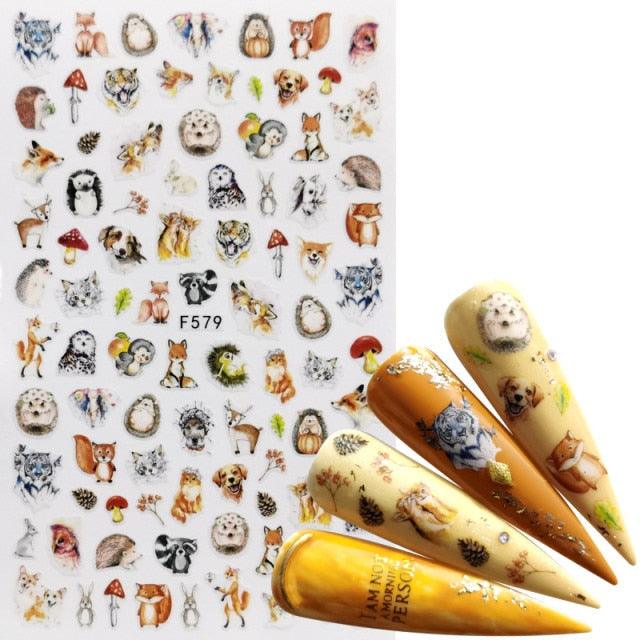 Décorations d'ongles 3D autocollantes avec motif flamant rose, lettre russe noire, décalcomanies, accessoires de manucure, décalcomanies holographiques, autocollants adhésifs pour ongles, fournitures d'ongles 3D, transfert, autocollants pour manucure
