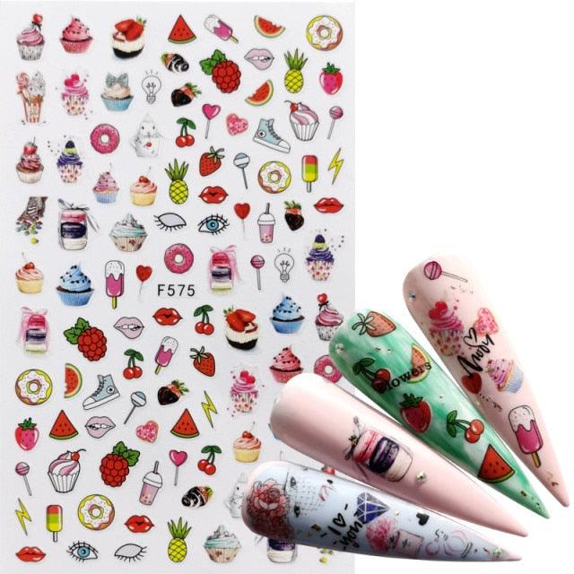 Décorations d'ongles 3D autocollantes avec motif flamant rose, lettre russe noire, décalcomanies, accessoires de manucure, décalcomanies holographiques, autocollants adhésifs pour ongles, fournitures d'ongles 3D, transfert, autocollants pour manucure