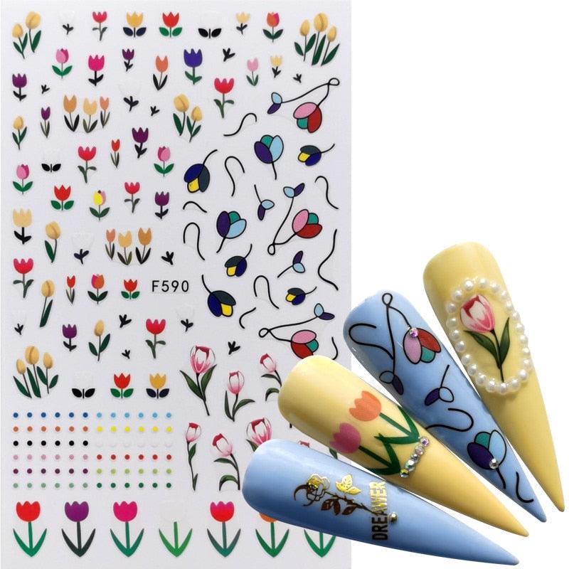Décorations d'ongles 3D autocollantes avec motif flamant rose, lettre russe noire, décalcomanies, accessoires de manucure, décalcomanies holographiques, autocollants adhésifs pour ongles, fournitures d'ongles 3D, transfert, autocollants pour manucure