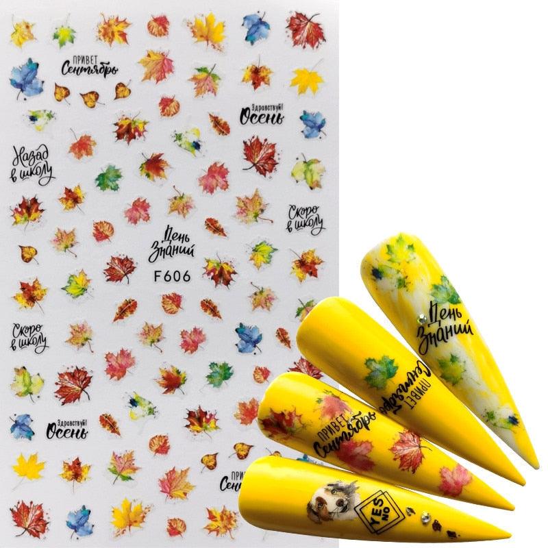 Décorations d'ongles 3D autocollantes avec motif flamant rose, lettre russe noire, décalcomanies, accessoires de manucure, décalcomanies holographiques, autocollants adhésifs pour ongles, fournitures d'ongles 3D, transfert, autocollants pour manucure