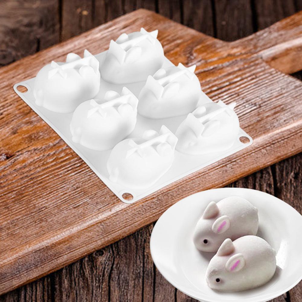 Moule à gâteau en silicone en forme de lapin 3D, 6 cavités, pour mousse, dessert, cuisson, lapin, chocolat, ustensiles de pâtisserie, décoration de Pâques, moule en silicone pour chocolat, lapin, pour la pâtisserie, en forme de lapin