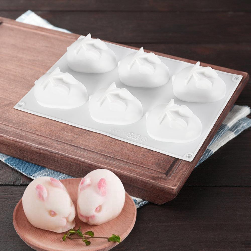 Moule à gâteau en silicone en forme de lapin 3D, 6 cavités, pour mousse, dessert, cuisson, lapin, chocolat, ustensiles de pâtisserie, décoration de Pâques, moule en silicone pour chocolat, lapin, pour la pâtisserie, en forme de lapin
