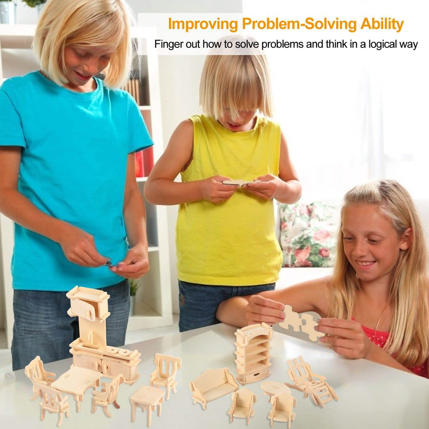 Puzzles de meubles de maison de poupée 3D en bois