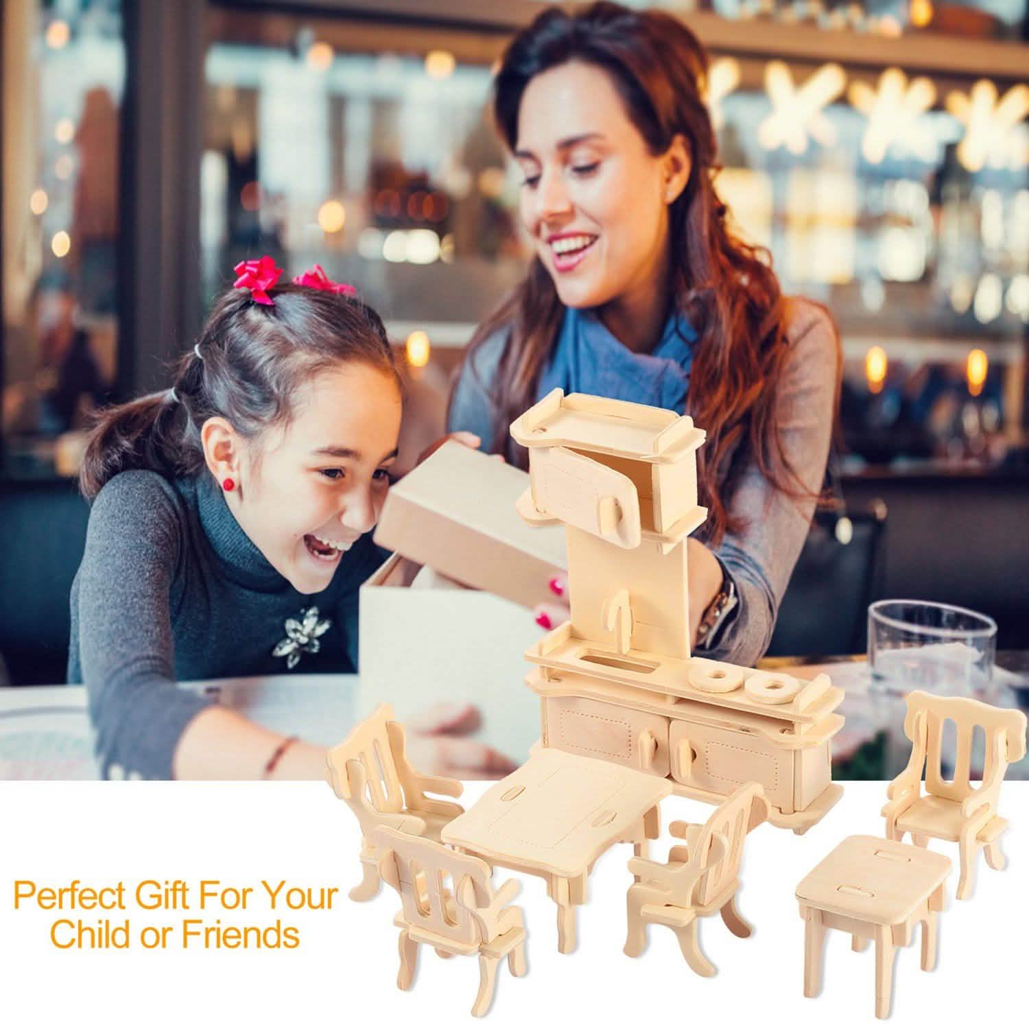Puzzles de meubles de maison de poupée 3D en bois