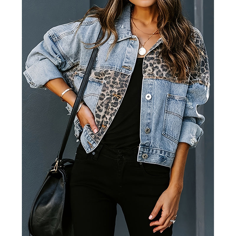 Veste en jean courte déchirée pour femme