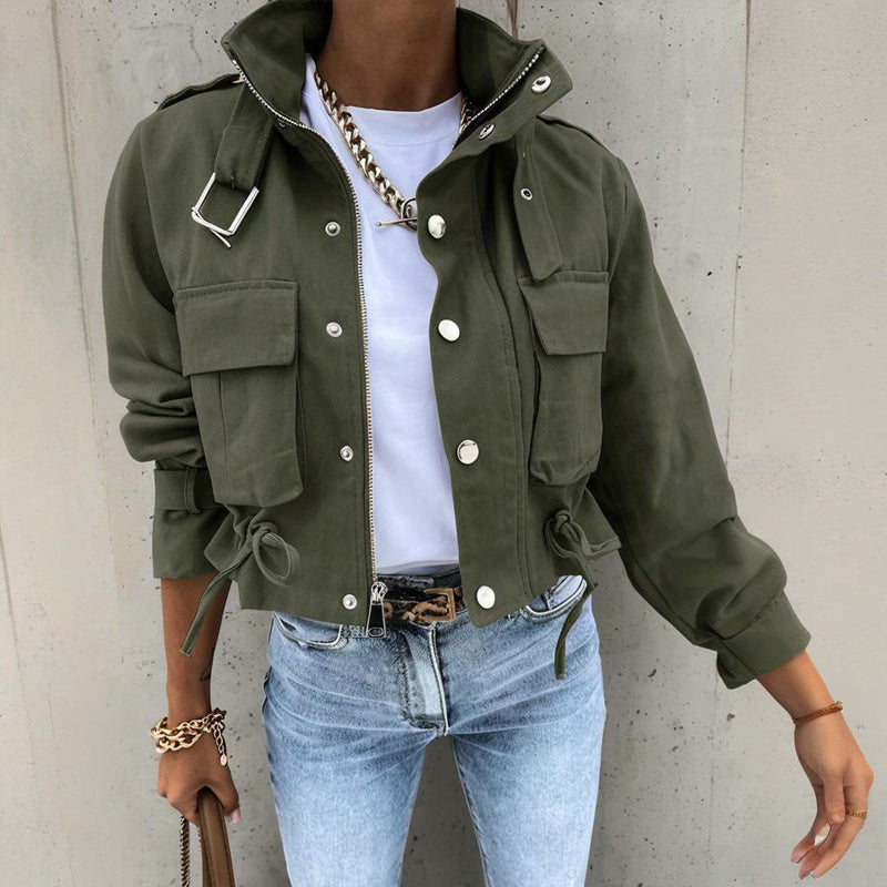 Veste à col montant et ourlet coulissant pour femme