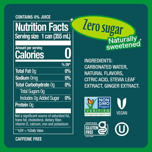 Boissons gazeuses Zevia Zéro Sucre, Ginger Ale, canettes de 355 ml (paquet de 12)