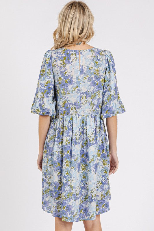 Nouvelle Mini-Robe Babydoll en Mélange de Lin Imprimé Fleuri d'Été – Robe Babydoll Féminine et Fluide à Imprimé Floral pour un Look Estival Ludique
