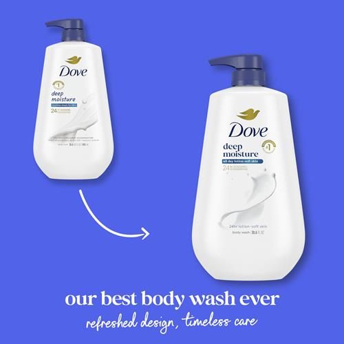 Dove Gel douche Hydratation profonde pour une peau douce et hydratée pendant 24h, nettoyant hydratant sans sulfates, sans parabènes, 908 g