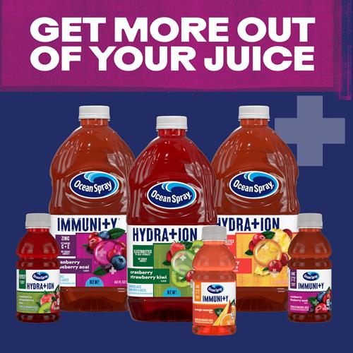 Boisson au jus aromatisée canneberge, bleuet et açaï Ocean Spray Immunité, boisson de soutien immunitaire avec antioxydants, vitamines C et E et zinc, bouteille de 1,77 L