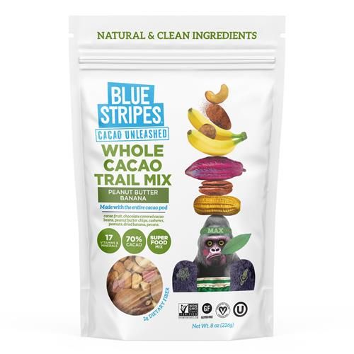 Mélange montagnard Blue Stripes au beurre de cacahuètes, banane et cacao entier, 227 g