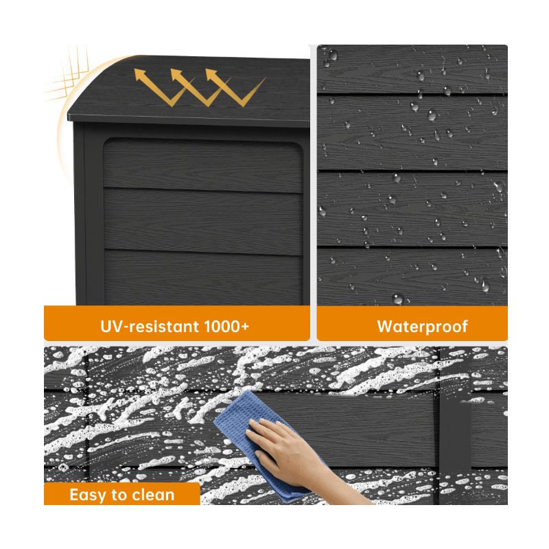 Boîte de rangement extérieure de 284 litres avec poignées – Noire