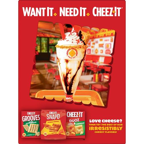 Craquelins au fromage Cheez-It, craquelins-collation cuits au four, collations pour le déjeuner, cheddar blanc, boîte de 351 g (1 boîte)