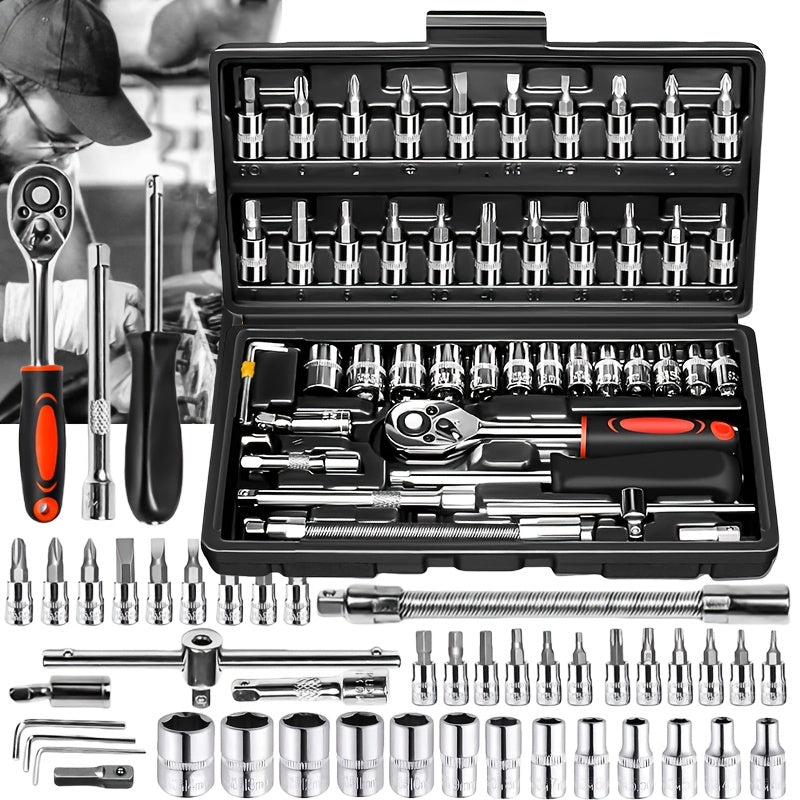 Jeu de 46 outils cliquets et clés