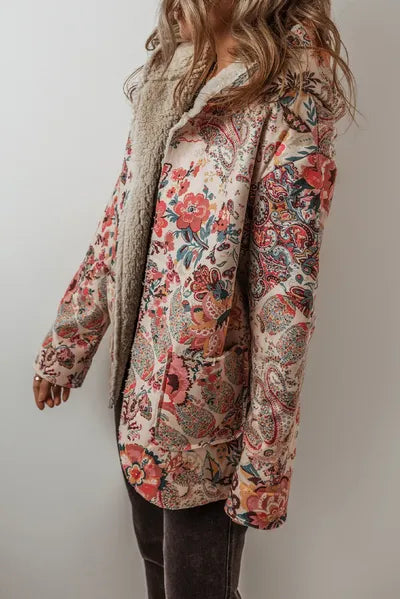 Veste à capuche légère et élégante à manches longues imprimée vintage d'automne