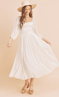 Nouvelle Robe Confortable d'Été à Volants, Smockée, Encolure Carrée et Manches Ballon – Féminine, Chic et Élégante pour Toutes les Occasions