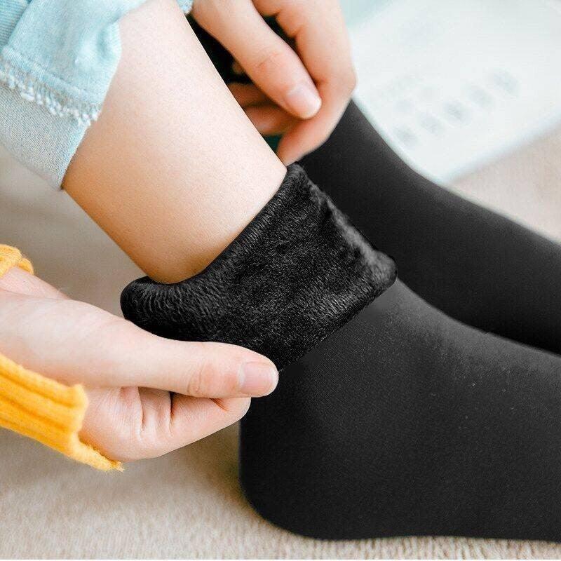 3 paires de chaussettes d'hiver chaudes et épaisses pour femme, douces, décontractées, de couleur unie, en laine cachemire, pour la maison, pour bottes de neige, chaussettes de sol en velours pour femme