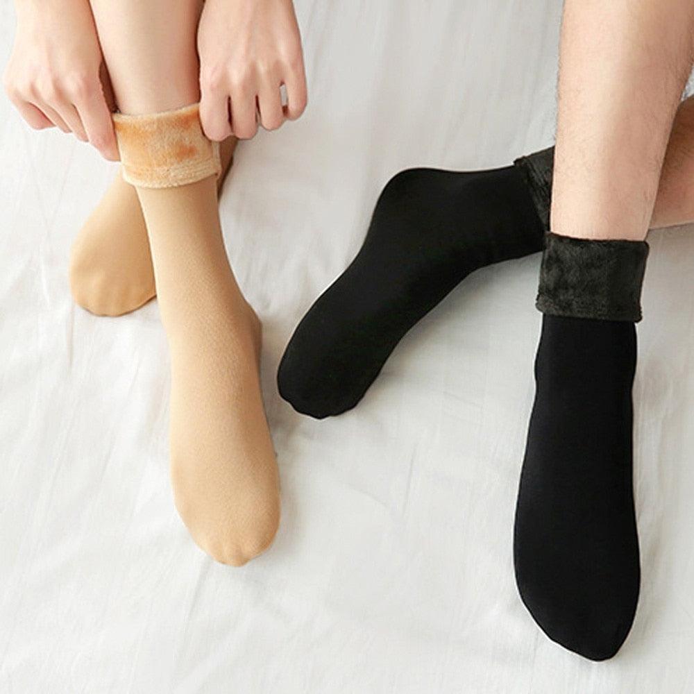 3 paires de chaussettes d'hiver chaudes et épaisses pour femme, douces, décontractées, de couleur unie, en laine cachemire, pour la maison, pour bottes de neige, chaussettes de sol en velours pour femme