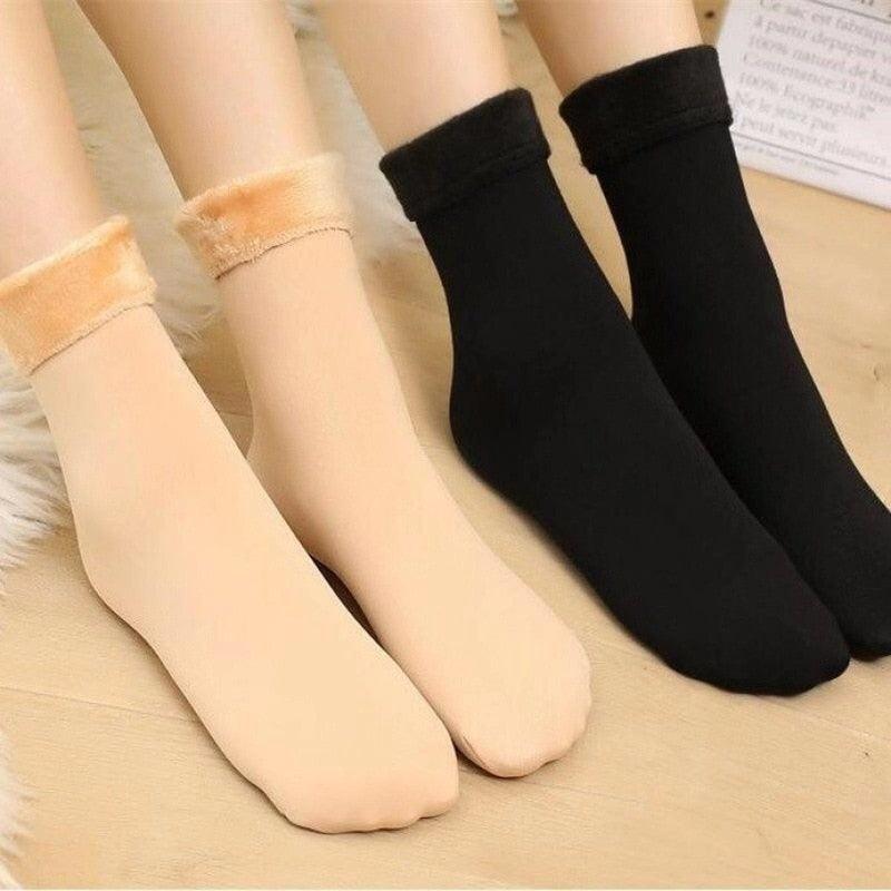 3 paires de chaussettes d'hiver chaudes et épaisses pour femme, douces, décontractées, de couleur unie, en laine cachemire, pour la maison, pour bottes de neige, chaussettes de sol en velours pour femme
