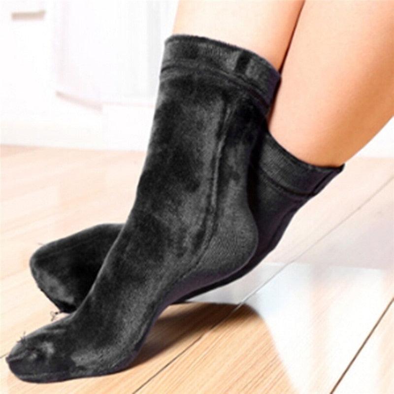 3 paires de chaussettes d'hiver chaudes et épaisses pour femme, douces, décontractées, de couleur unie, en laine cachemire, pour la maison, pour bottes de neige, chaussettes de sol en velours pour femme