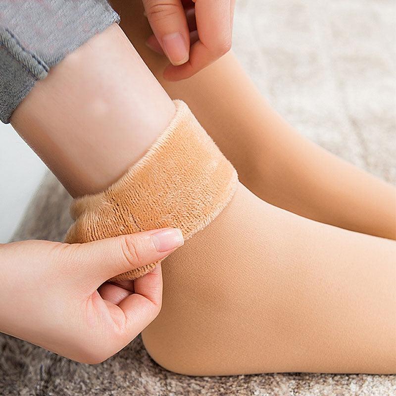 3 paires de chaussettes d'hiver chaudes et épaisses pour femme, douces, décontractées, de couleur unie, en laine cachemire, pour la maison, pour bottes de neige, chaussettes de sol en velours pour femme