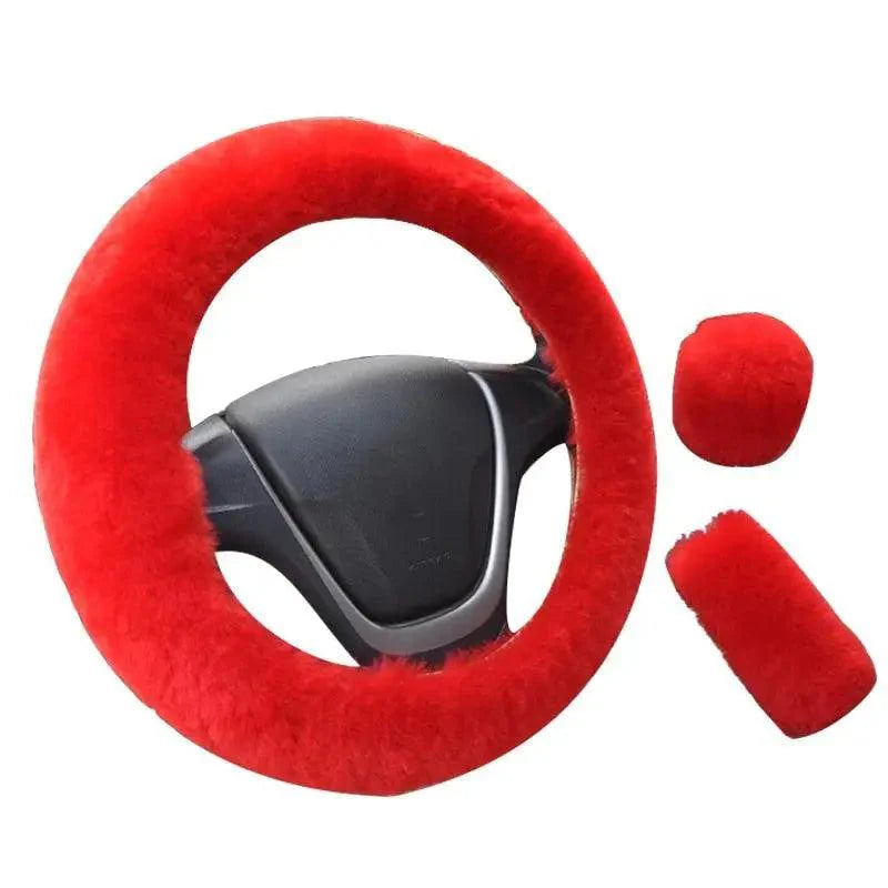 Lot de 3 Housses de Volant en Laine et Fourrure Douce pour l'Hiver – 16 Couleurs – Couvre Frein à Main et Levier de Vitesse Universels – Accessoires Auto
