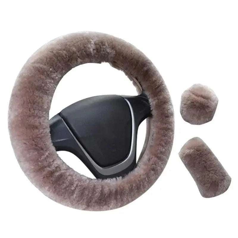 Lot de 3 Housses de Volant en Laine et Fourrure Douce pour l'Hiver – 16 Couleurs – Couvre Frein à Main et Levier de Vitesse Universels – Accessoires Auto