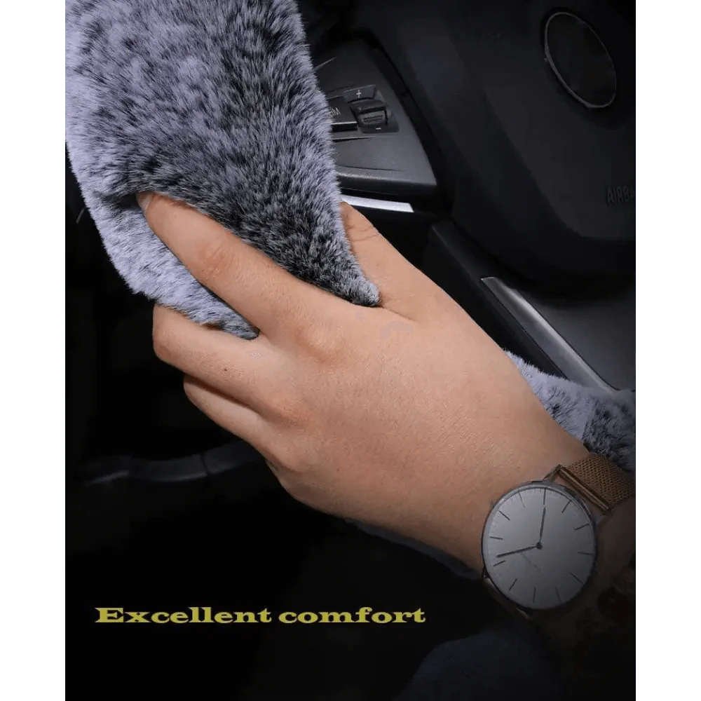 Lot de 3 Housses de Volant en Laine et Fourrure Douce pour l'Hiver – 16 Couleurs – Couvre Frein à Main et Levier de Vitesse Universels – Accessoires Auto